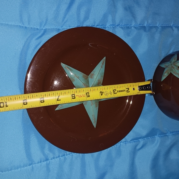 Cayon Star Serving Platter and Bowl 🥣Color Brown and Turquoise  Good Condition - Picture 2 of 5
